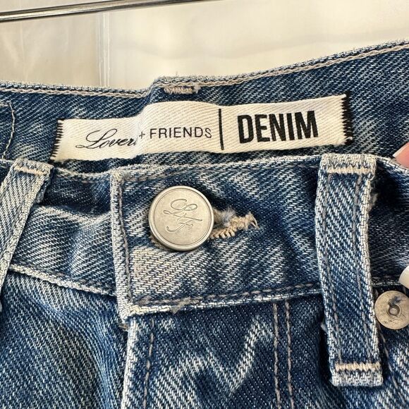 Lovers & Friends Axel Jean Distressed Cut Off High Rise Short Conrad Wash 25 - Picture 9 of 16